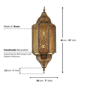 Vintage Moroccan <b>Brass</b> Wall Sconce <b>Lantern</b> Intricate Cutout Design Home Decoration - Product Image 5