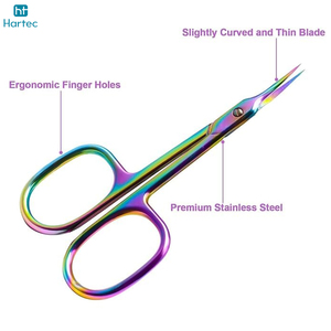 Ciseaux à cuticules et à ongles de haute qualité, durables, de forme incurvée, finition arc-en-ciel, tendance, OEM ODM, prix de gros. - Product Image 4