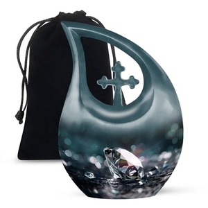 <b>Black</b> Matte Tear Drop Small Urn With Heart Keepsake Cremation Decorative Urn for Ashes With Free <b>Velvet</b> Bag - Product Image 5
