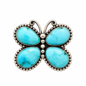 Anillo de Mariposa Azul Turquesa Hecho a Mano, Estilo Bohemio Occidental, Joyería con Piedras Preciosas, Anillo Ajustable de Moda del Suroeste - Product Image 3