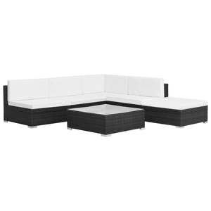 Ensemble de 6 canapés de patio crème, blanc et noir pour jardin - Product Image 1