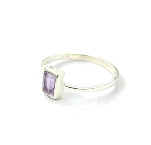 Minimalist Everyday Wear 925 <b>Silver</b> Fine Jewelry Amethyst Gemstone <b>Ring</b> for Unisex Gifts Wedding, Parties - Product Image 2