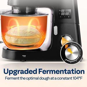 Robot pâtissier multifonction 9-en-1 avec fonction fermentation, batteur électrique de cuisine 6 vitesses 7,5 litres avec minuteur, pour la préparation de biscuits - Product Image 3
