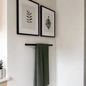 Stainless Steel Bathroom <b>Towel</b> Holder Dual <b>Rail</b> Wall Mounted Metal Rack - Product Image 2