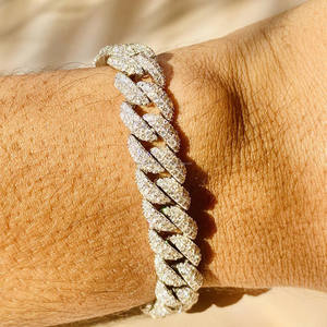 Pulsera de Diamantes Moissanite Iced Out, Joyería Hip Hop para Raperos, Pulsera de Eslabones Cubanos de Plata Esterlina 925, Pulsera Cubana para Hombre - Product Image 3