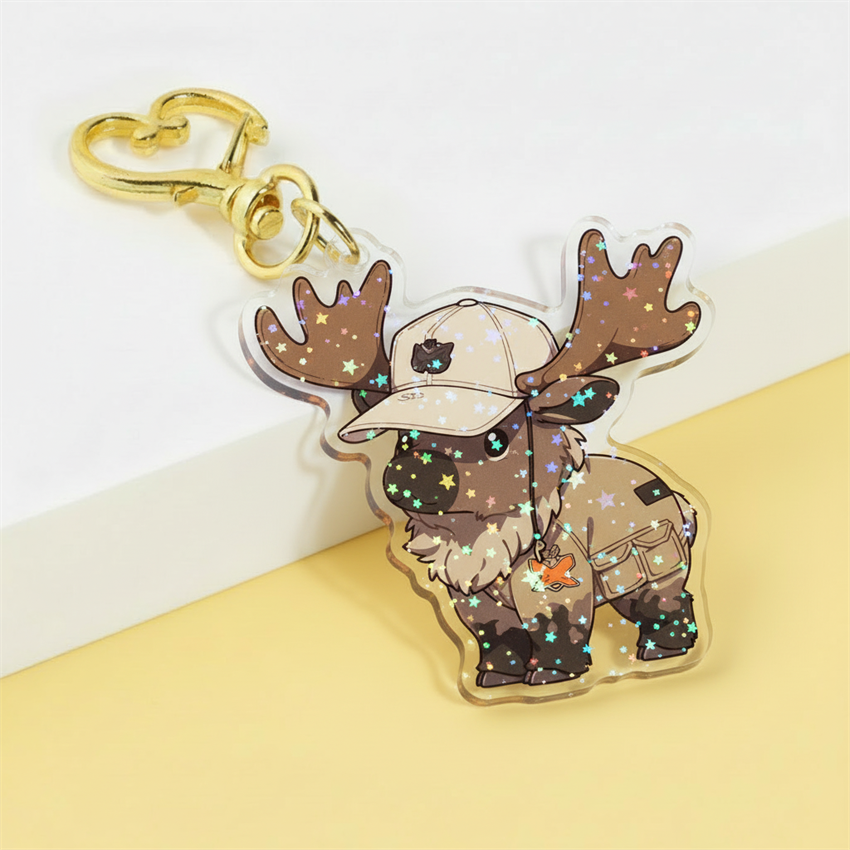 Custom Logo Holographic Acrylic Shaker Keychain Pendant Anime Acrylic Phone Charm Shaker Rainbow Glitter Epoxy Clear Keychain