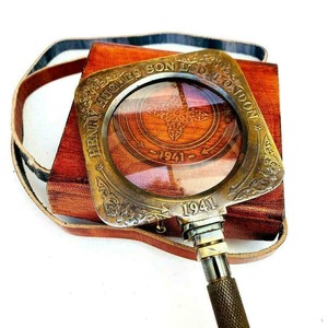 Vintage Brass Henry Hughes <b>Desk</b> Magnifier <b>Folding</b> Magnifying Glass for Reading, Office & Antique Decor - Product Image 3