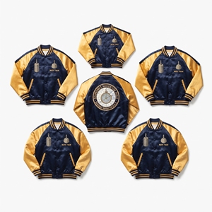 Custom B2B Supplier Purple Gold Satin Varsity Jacket Snap Button Custom Embroidered Pinnacle Masons Guild Baseball <b>Coat</b> - Product Image 2