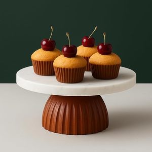 Support à gâteau en bois écologique, plateau de présentation de desserts rustique et floral fait main, plat de service décoratif pour l'accueil à la maison - Product Image 3