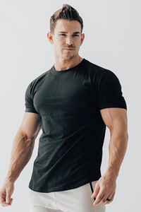 T-shirts de sport pour hommes, respirants, à manches courtes, en coton, pour la course à pied, la musculation, l'entraînement, t-shirts de fitness pour l'été - Product Image 5