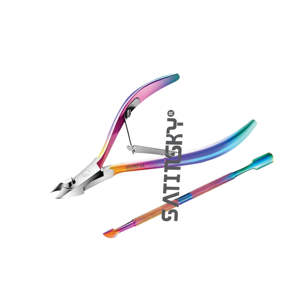 Cortador de cutículas de acero inoxidable profesional, pinzas, herramientas de manicura de pedicura resistentes afiladas arcoíris - Product Image 1