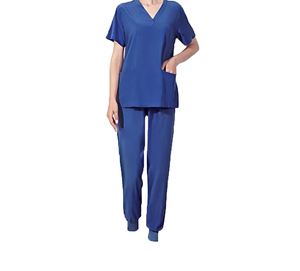 Ensemble de blouses médicales bleues pour femmes, coton et polyester, pantalon inclus, respirant, abordable, uniforme d'hôpital - Product Image 5