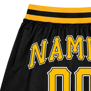 <b>Men</b> <b>Black</b> Gold Sublimated Mesh Basketball <b>Shorts</b> Polyester Athletic Sports <b>Shorts</b> Team Uniform Training Game Wear Performance - Product Image 4