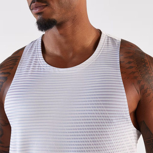 Men's <b>White</b> Sleeveless Gym <b>Tank</b> <b>Top</b> Crew Neck Breathable Quick Dry Sporty Fit Solid Knitted 180g Polyester Athletic Wear - Product Image 5