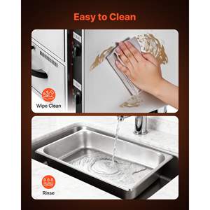 Calentador de Alimentos Comercial Eléctrico de Dos Cajones de Acero Inoxidable, Gabinete de Calentamiento Independiente con Amplio Rango de Temperatura - Product Image 6