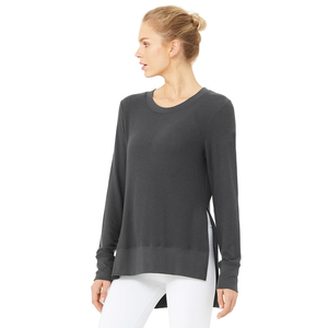 Sudadera Deportiva Casual de Manga Larga para Mujer, Cuello Redondo, Dobladillo Asimétrico, Top de Entrenamiento, Fitness, Yoga y Running - Product Image 1