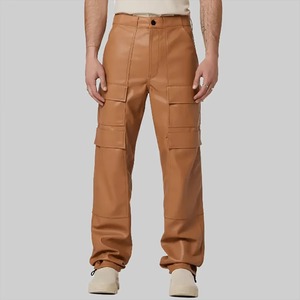 Pantalon en cuir pour homme avec logo entièrement personnalisé, toile vintage, imperméable, respirant, décontracté, couleur unie - Product Image 2