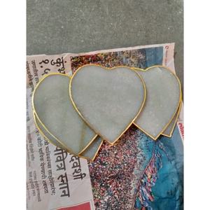 Wholesale Agate <b>Green</b> Aventurine Heart <b>Coasters</b> Mascot Style Tea Table Slices for Home Decoration Feng Shui Inspired - Product Image 1