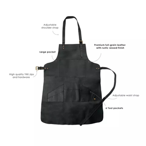 Cotton Chefs Uniform Bib Apron with Pockets <b>Adjustable</b> <b>Straps</b> Snap Closure for Restaurant & Bar Use Unisex - Product Image 6