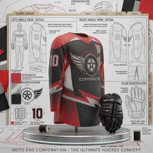 Moto End Corporation Ice Hockey Jersey Men's Sublimated Full Sleeve Moisture Wicking Mesh Polyester Adult Regular Fit - Product Image 3