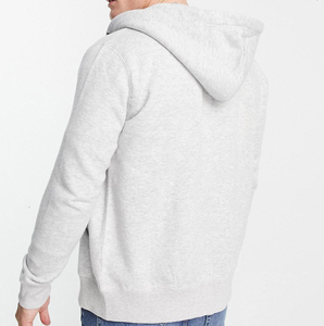 Sudadera con Capucha y Cierre para Hombre, Color Gris Sólido, Algodón French Terry, Corte Regular Informal, para Otoño - Product Image 6