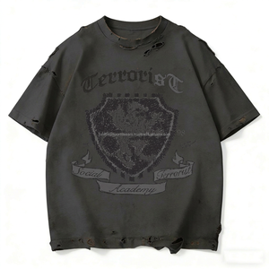 <b>Men's</b> Black O-Neck Short Sleeve T-<b>Shirt</b> Front Shield Logo Printed <b>Skulls</b> Anti-Shrink Regular Fit 100% Cotton Jersey High Street - Product Image 3