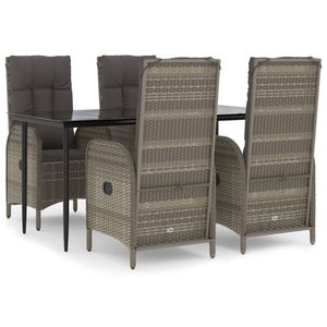 Set da Pranzo da Giardino Grigio per 4 Persone, Arredamento Esterno Contemporaneo con Telaio in Acciaio Resistente alle Intemperie - Product Image 4