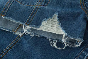 Veste en jean décontractée pour femme, coupe ample, courte, déchirée, à manches longues, style streetwear, pour l'automne - Product Image 4