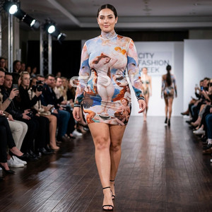 Vintage <b>Renaissance</b> Sublimation Print Bodycon <b>Dress</b> | Long Sleeves Turtleneck Stretchable Mesh Party <b>Dress</b> - Product Image 2