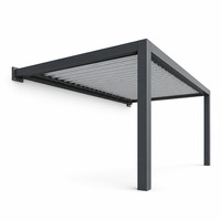 Pergola motorisée à lames orientables en alliage d'aluminium thermolaqué, avec capteur de pluie, LED, écologique, pour jardin extérieur, personnalisable