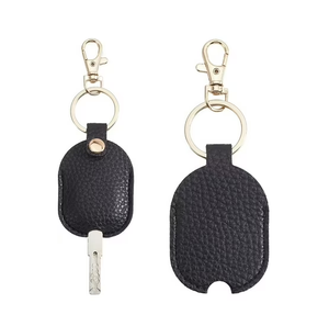 Leather <b>Key</b> Chain Oval Shape Tan Color Simple Design Durable Stitching Metal <b>Ring</b> Customized Sale - Product Image 4