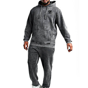 New Arrival Casual Wear Collection Acid Wash Tracksuit <b>Oversized</b> Hoodie And <b>Jogger</b> Two Piece Set For Daily Comfort - Product Image 1