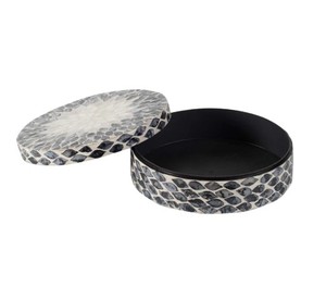 Modern Mother of Pearl Decorative Round Keepsake Box with Lid Luxury Tabletop Jewelry Storage Organizer, Home Decor from Vietnam - Product Image 1