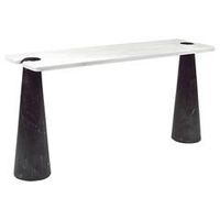Table console en marbre blanc très vendue avec base à double pilier, meuble d'entrée de luxe pour la décoration intérieure