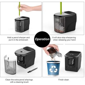 Temperino Elettrico Professionale a Lama Elicoidale per Matite N.2 (6-8mm) con Alimentazione a Batteria/Adattatore, Automatico - Product Image 2