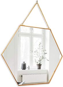 Octagon Shape Hanging Wall <b>Mirror</b> with Metal Border Wall Hanging <b>Mirror</b> | Decorative Golden Border Customized <b>Mirror</b> With Chain - Product Image 4