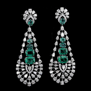 Luxury Long <b>Emerald</b> Pear Cut 14K Gold Diamond Chandelier <b>Drop</b> <b>Earrings</b> Women Bridal Statement High End Wedding Party Jewelry - Product Image 1