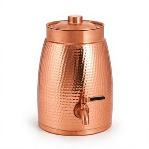 Premium Hammered Copper Beverage Dispenser Handcrafted Copper Drink Dispenser <b>with</b> <b>Tap</b> <b>Container</b> for <b>Water</b> Juice Cocktails - Product Image 1