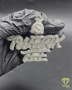 Pendentif personnalisé « TWERK TEE » serti de diamants Moissanite, collier Hip Hop, bijoux brillants, cadeau pour homme et femme - Product Image 1