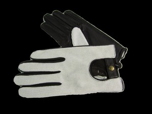 Gants de conduite unisexes en cuir, à doigts entiers, respirants, antidérapants, avec sangle de poignet réglable, noir et blanc, pour toutes les saisons - Product Image 5