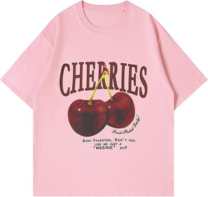 Women's Plus Size Oversized Graphic Tees Unisex Cherries Print T Shirts Casual Summer Short Sleeve Top Cotton Cute Tee Shirt - Product Image 1