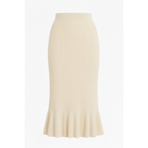 Jupe midi en laine côtelée anti-plis respirante pour femme, taille haute, ourlet sirène, décontractée et élégante, vente en gros - Product Image 1