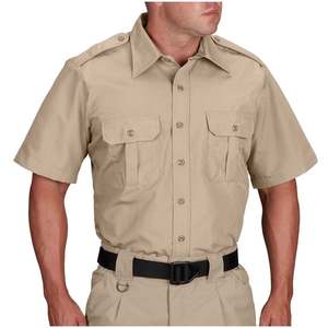 Factory OEM Men's Customized Short-Sleeve Polyester Twill Work <b>Shirt</b> with Digital Printing & Embroidery Options - Product Image 1
