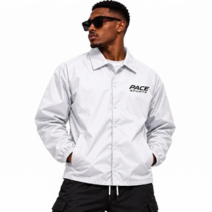 Veste coach jaune moutarde pour homme, boutons pression, col rabattable, coupe-vent, nylon léger, veste de sport pour la course à pied - Product Image 2