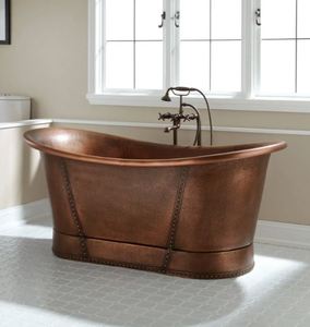 Bañera Ovalada Independiente de Cobre, Estilo Antiguo, Bañera Metálica Resistente para Adultos - Product Image 1