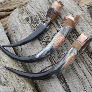 Cuerno de Buey Vikingo Personalizado Hecho a Mano, Ecológico y de Alta Calidad, con Soporte de Cuero, Forma Natural Pulida, India FWE-001 - Product Image 6