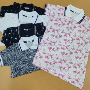 T-shirt polo à manches courtes pour garçons, marque populaire, motif géométrique brodé, tricoté, écologique, respirant, nylon/coton 240g - Product Image 1