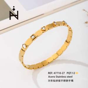 PULSERA de Moda con Cadena y Eslabones con Incrustaciones de Diamantes Cuadrados - Product Image 1