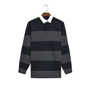Men's Long Sleeve Rugby for Shirt Polyester/Cotton Blend Casual Regular Fit <b>Classic</b> Collar Anti-shrink Front Logo Digital - Product Image 1