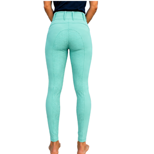 Leggings d'équitation taille haute bleu clair pour femme, extensibles, en tissu texturé avec poches, pour cavalier - Product Image 2